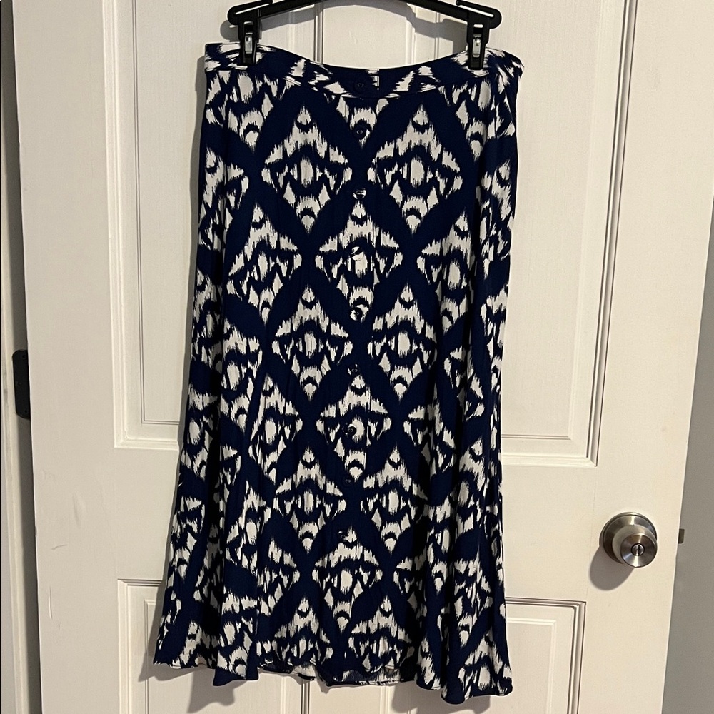Navy and White Patterned Women's Skirt